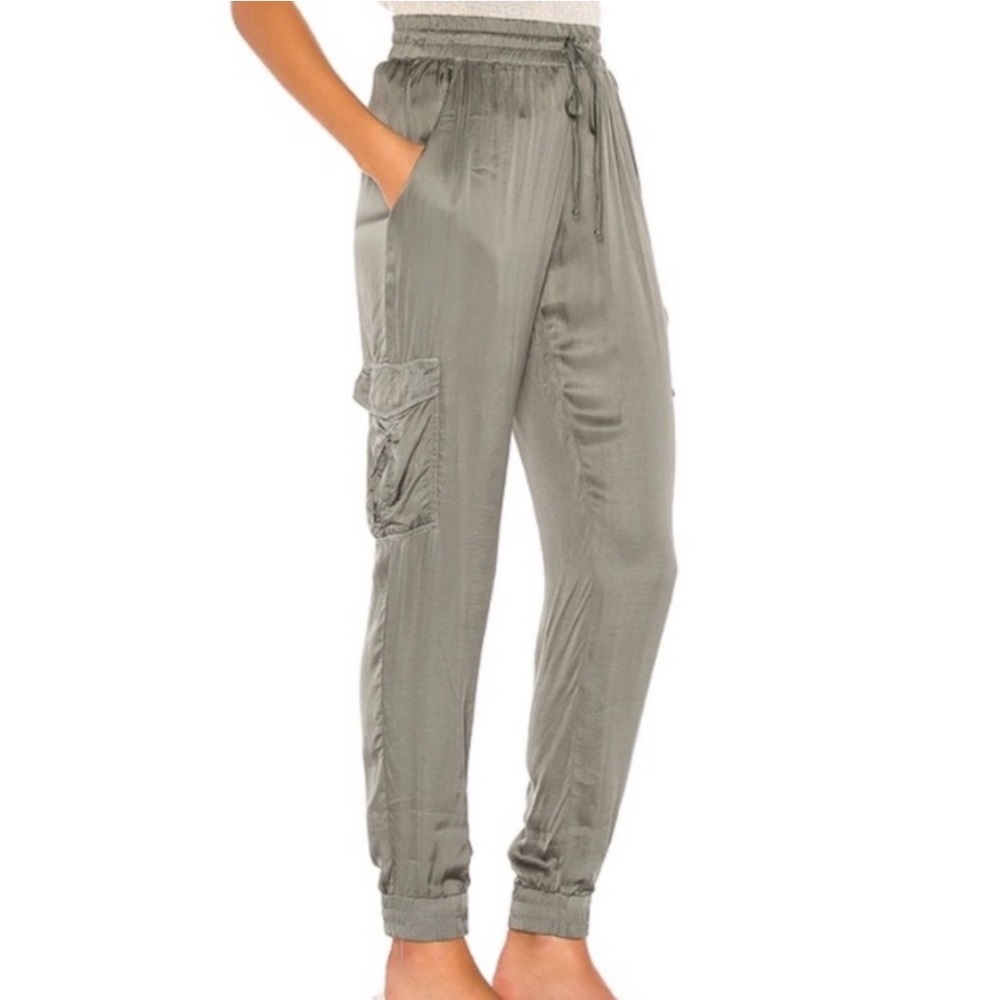 YFB Green Satin Cargo Joggers
